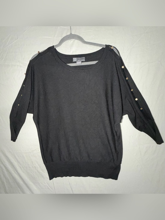 Chelsea & Theodore Sweaters - Chelsea & Theodore Black Studded Cold Shoulder Dolman Sweater Medium Chic